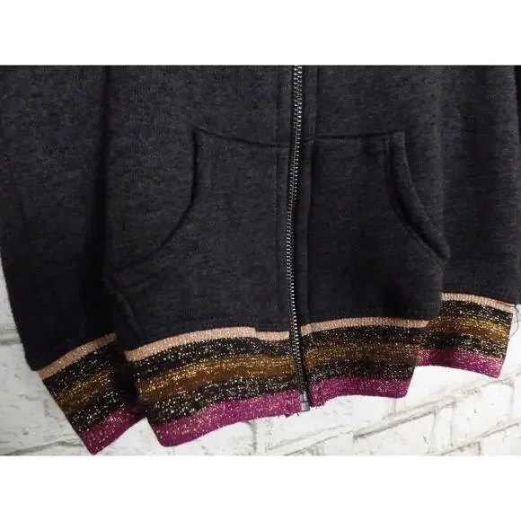 $74 Spiritual Gangster Namaste Patch Full Zip Girl's Gray Yoga Hoodie 12 NEW - Picture 3 of 8